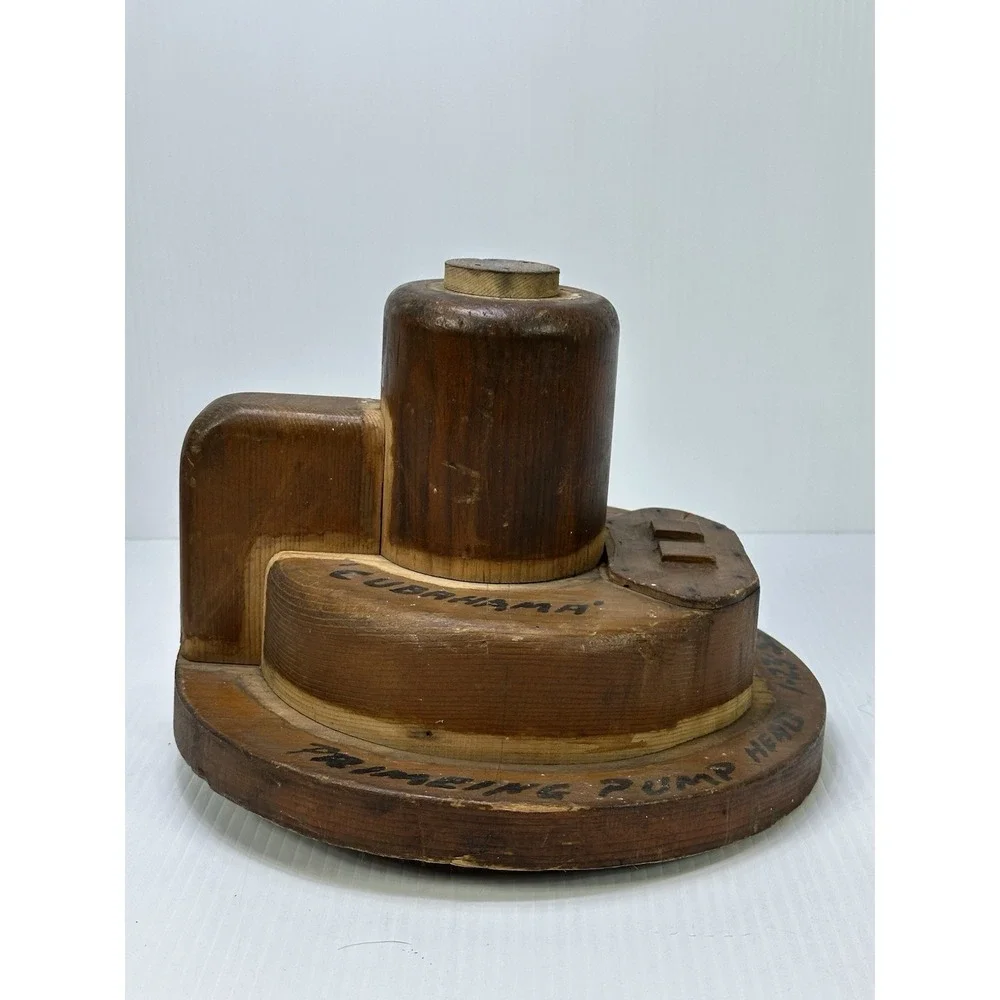 Vintage Wood Foundry Mold Pattern Casting Priming Pump Head Cubahama 1-23-53
